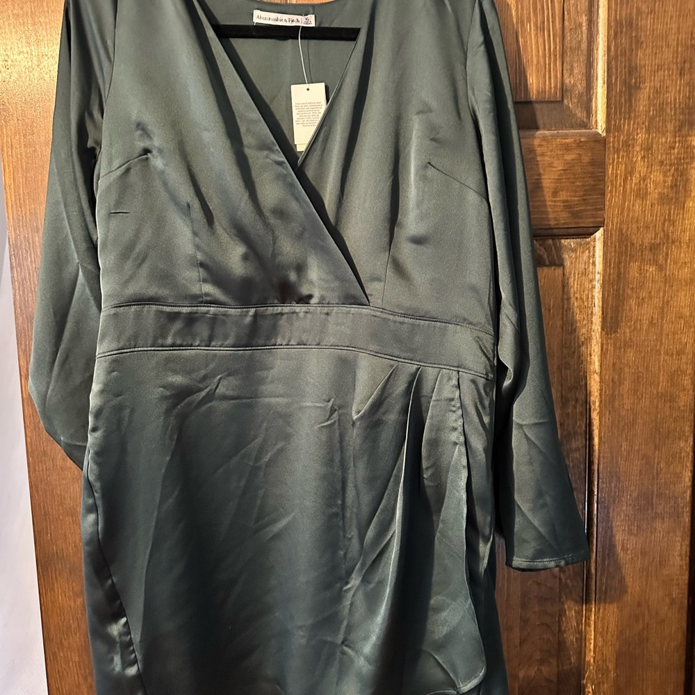 Abercrombie Dark Green Satin Dress